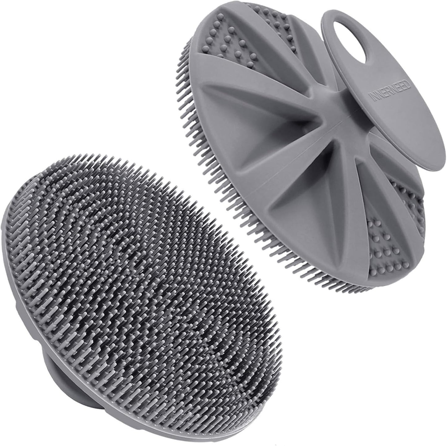 INNERNEED Food-Grade Soft Silicone Body Scrubber Shower Brush Handheld Cleansing Skin Brush, Gentle Exfoliating and Lather Well (Black)