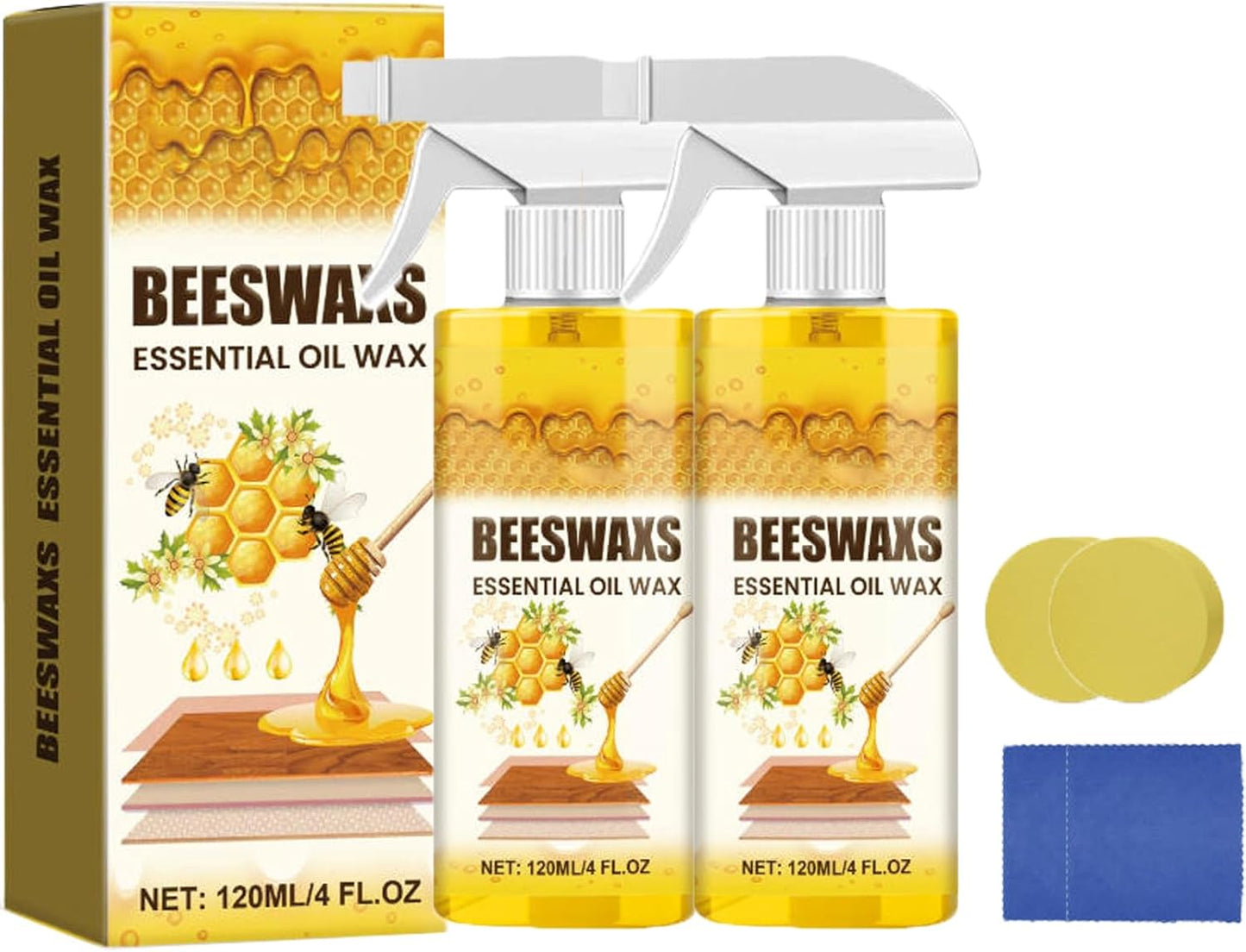 Beeswax Wood Polish Spray 120ml Natural Shine &Protection for Furniture,Floors, Cabinets - Non-Greasy, Anti-Dust Finish (1PCS)