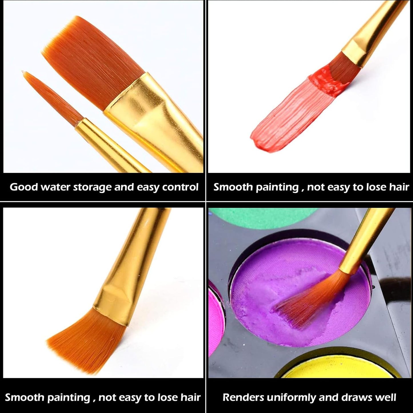 Acrylic Paint Brush Set, 1 Packs / 10 pcs Watercolor Brushes Painting Brush Nylon Hair Brushes for All Purpose Oil Watercolor Painting Artist Professional Kits.