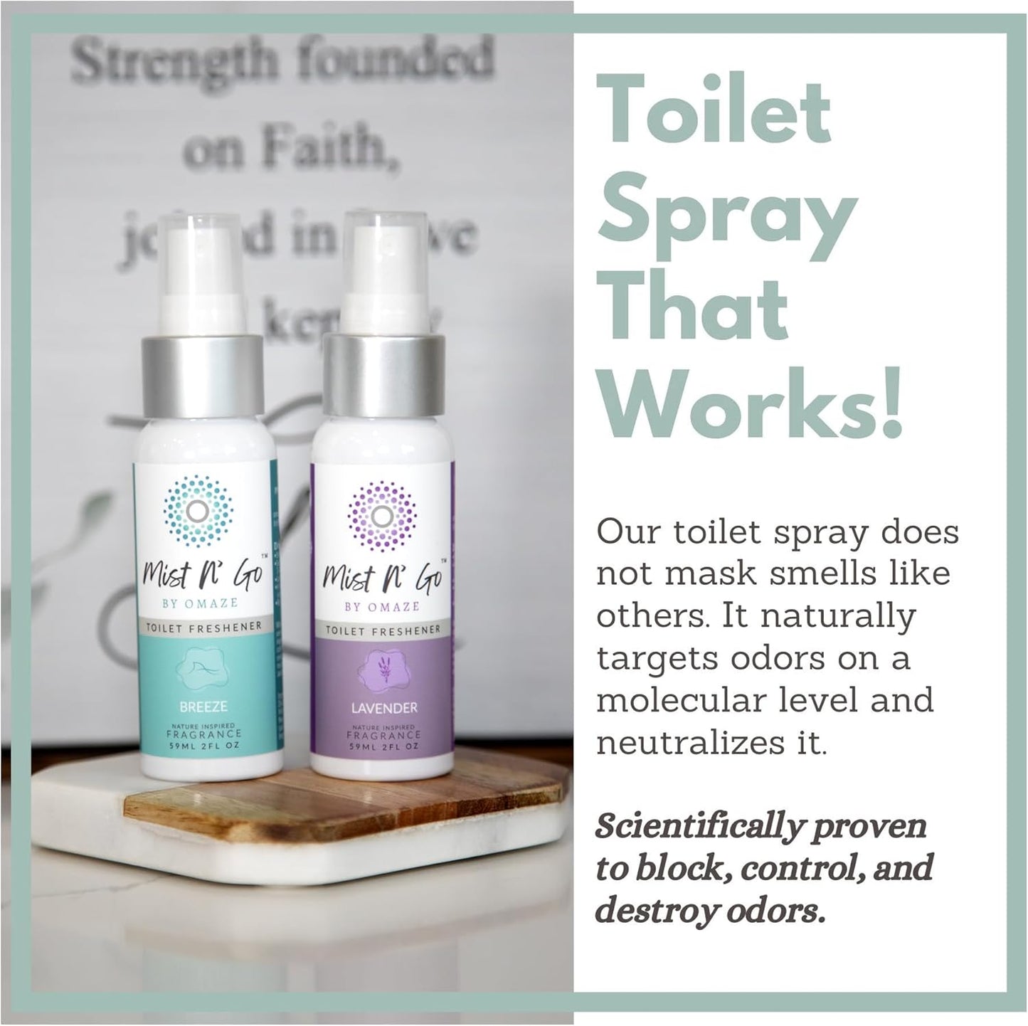 Mist N’ Go by Omaze Travel Bathroom Spray for Toilet Spray Odor Eliminator - Travel Toilet Spray for Bathroom Air Freshener Spray for Bathroom Deodorizer - Clean Mix, Travel Size (1oz x2)