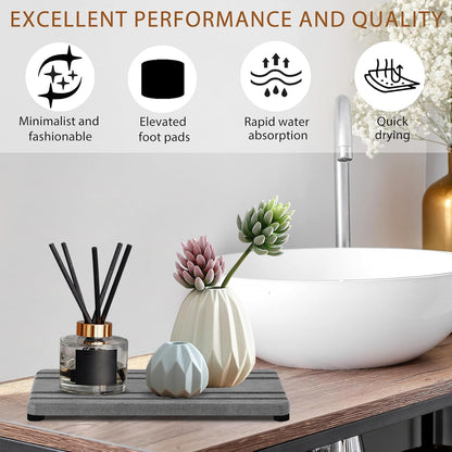 3PCS Water Absorbing Stone Tray, Fast Drying Stone Sink Tray, Stones Soap Trays, Water Absorbent Diatomite Trays, Diatomite Coasters for Kitchen Sink Bathroom Counter, Hand Soap Dish & Holders