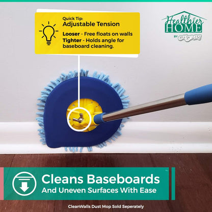 Chomp! Microfiber Mop Refill Pack: 5 Minute CleanWalls 2-pak Giant Noodle Blue Duster Reusable Washable, Window/Door Frame Cleaner and Baseboard Dusts - Dry Dusting Pads