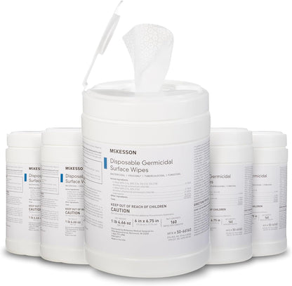 McKesson Germicidal Wipes [480 Count] Disinfecting Wipes, Alcohol Cleaning Disinfectant Wipes, Hospital Grade Multi-Surface Wipes, 160 Wipes, 3 Pack