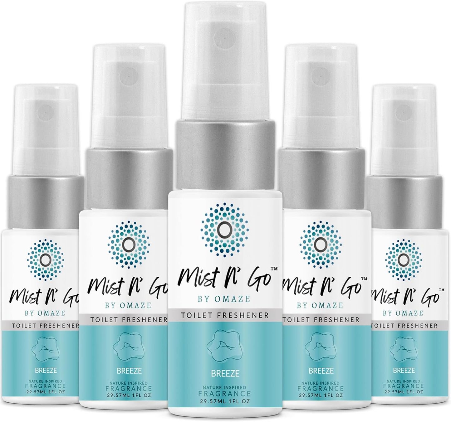 Mist N’ Go by Omaze Travel Bathroom Spray for Toilet Spray Odor Eliminator - Travel Toilet Spray for Bathroom Air Freshener Spray for Bathroom Deodorizer - Clean Mix, Travel Size (1oz x2)