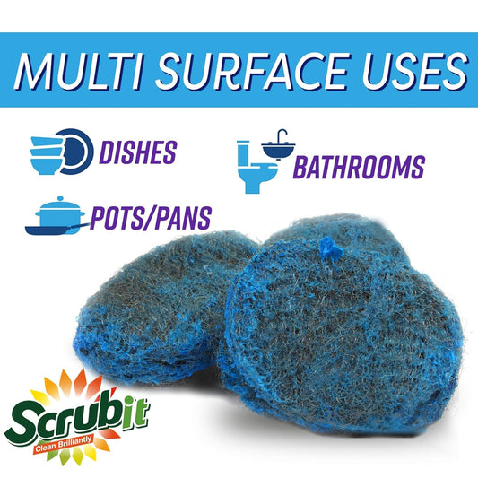 18 Pack Steel Wool Soap Pads by SCRUBIT - Metal Scouring Cooktop Cleaning Pads Used for Dishes, Pots, Pans, and Ovens - Pre-Soaped for Easy Cleaning of Tough Kitchen Grease and Oil