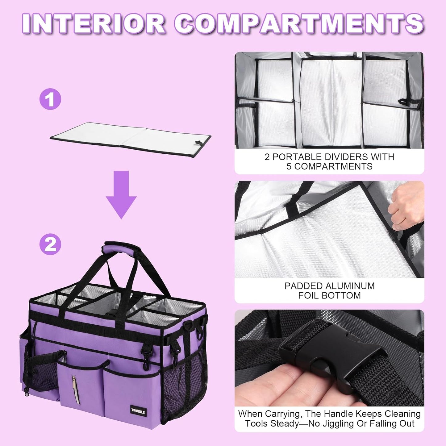 Extra-Large Wearable Cleaning Caddy With Detachable Divider,Cleaning Caddy For Cleaning Supplies Large Cleaning Supply Caddy With Adjustable Shoulder Strap & Waist Belt For Cleaners