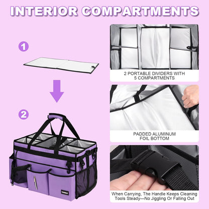 Extra-Large Wearable Cleaning Caddy With Detachable Divider,Cleaning Caddy For Cleaning Supplies Large Cleaning Supply Caddy With Adjustable Shoulder Strap & Waist Belt For Cleaners