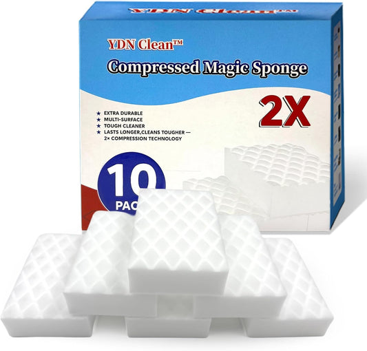 Magic Eraser Sponge 2X Density, Multi-Purpose Long Lasting Melamine Sponge, Water-Activated Cleaning Pads Sponge Eraser for Kitchen, Bathroom, Wall, Shoes & Car Interior, Non-Scratch (20)