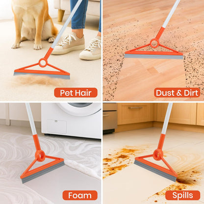 MAVRIZ Air Broom for Dust, Hair, Liquids, Silicone Broom with Removable Rubber Strip and Brooms Bristle, Multifunctional Floor Squeegee for Indoor Cleaning