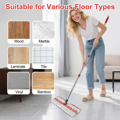 Microfiber Dust Mop Set for Floor Cleaning, Flat Mop for Wet & Dry to Clean Washable Flip Mops Pad for Ocedar Hardwood Floor 'N More 3-Action Mop, Adjustable 58" Mops Handle & 2 Reusable Refill & Base