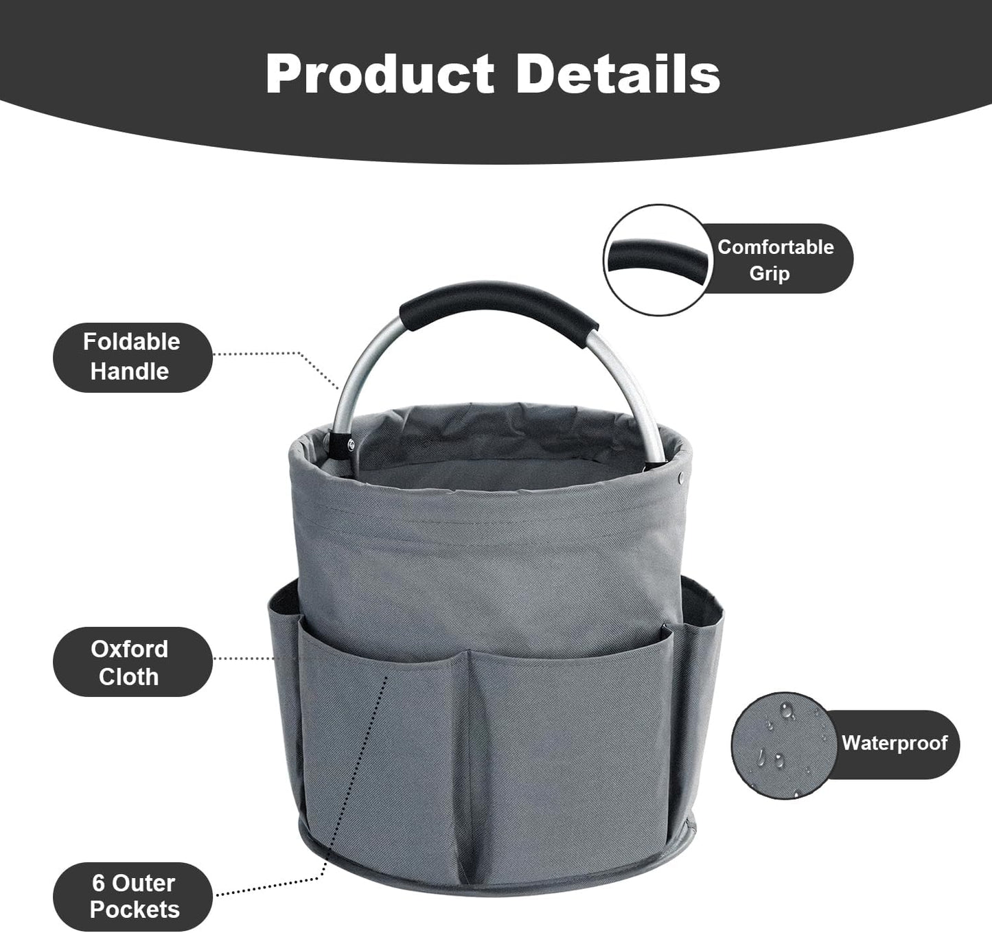 17L Cleaning Caddy with Handle, Cleaning Supplies Organizer, Foldable Storage Basket, Cleaning Supply Caddy, Portable Multi Cleaning Bucket Bag for Home, Garden (Pink)