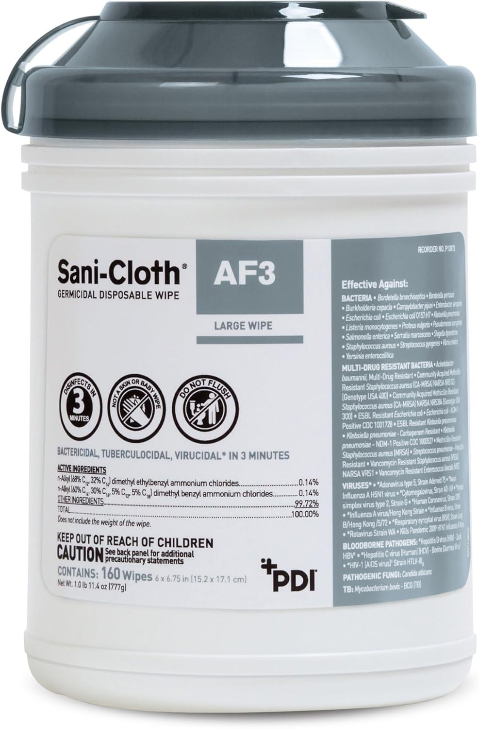 Sani-Cloth AF3 Alcohol-Free Disposable Disinfectant Wipes - 160 Wipes