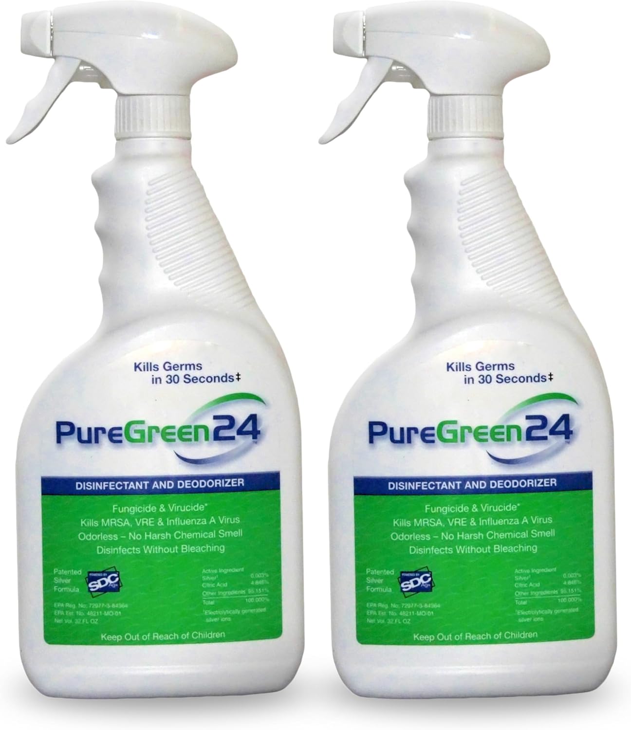 Safe & Effective Disinfectant. Kills Deadly Germs including RSV COVID-19 Norovirus MRSA Staph 2026 flu Bird flu Contains no toxic chemicals odorless child & pet safe 1 4oz spray bottle