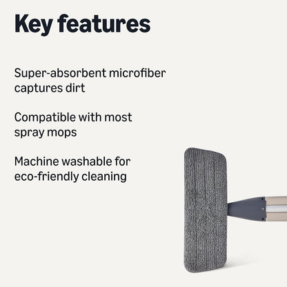 Amazon Basics Dry and Wet Floor Spray Mop, 360-Degree Swivel Spray Mop for Hardwood, Tile, Laminate, Vinyl Floor Cleaning with 16.9 oz Refillable Tank, 49-inch, 3-Pack Washable Microfiber Pads