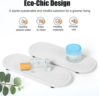 3PCS Water Absorbing Stone Tray, Fast Drying Stone Sink Tray, Stones Soap Trays, Water Absorbent Diatomite Trays, Diatomite Coasters for Kitchen Sink Bathroom Counter, Hand Soap Dish & Holders
