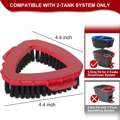 Replacement Scrub Brush for O-Cedar 2-Tank System, 4.4" Triangular Spin Mop Scrubber Head, Heavy-Duty Stiff Bristle Cleaning Brush for Tile, Grout, Bathroom, Kitchen & Floors