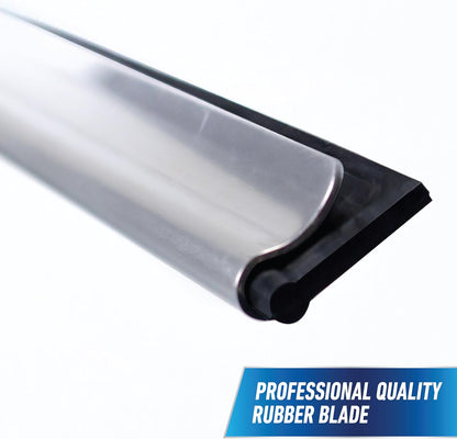 Unger Professional Connect and Clean 18” EZ Change Window and Glass Cleaning Squeegee, Large and Small Windows, Rubber Blade Tool for Streak-Free Results, Includes 12” Channel