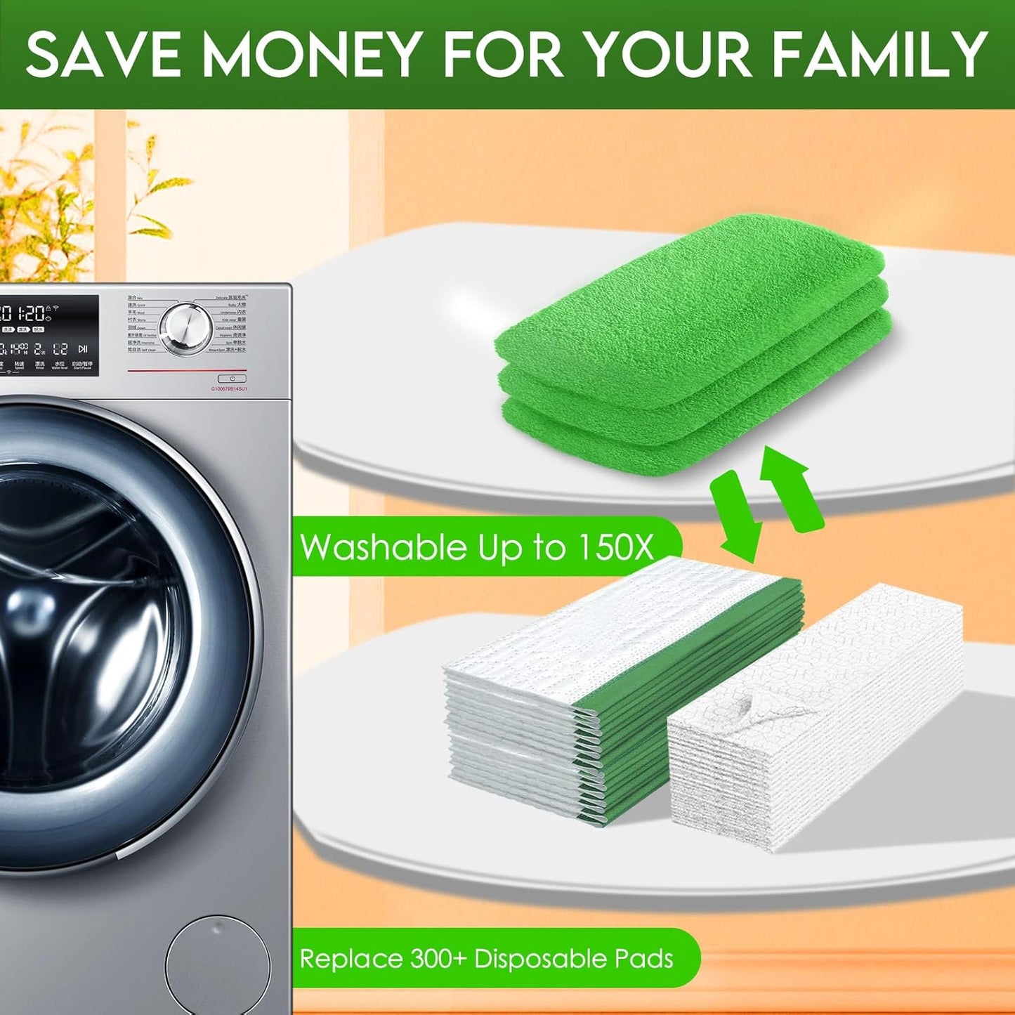 Reusable Microfiber Mop Pads for Swiffer Sweeper Mop - Dry Sweeping Cloths & Wet Mopping Cloths for Household Cleaning - Washable Wet Pads for Mopping Floors - 4 Pack (Mop is not Included)