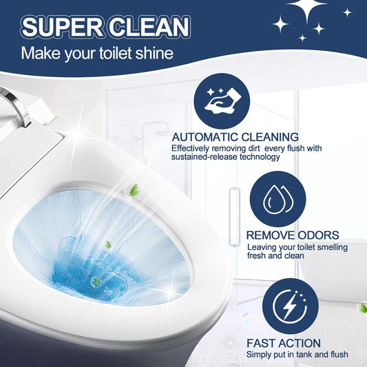 Msvvko Toilet Bowl Cleaners, Blue Cleaner Tablets in Bottle, Deodorizes, Freshens Odors, Drops Into Toilet Tank, Long Lasting Slow Release, Septic tank safety - 3 packs
