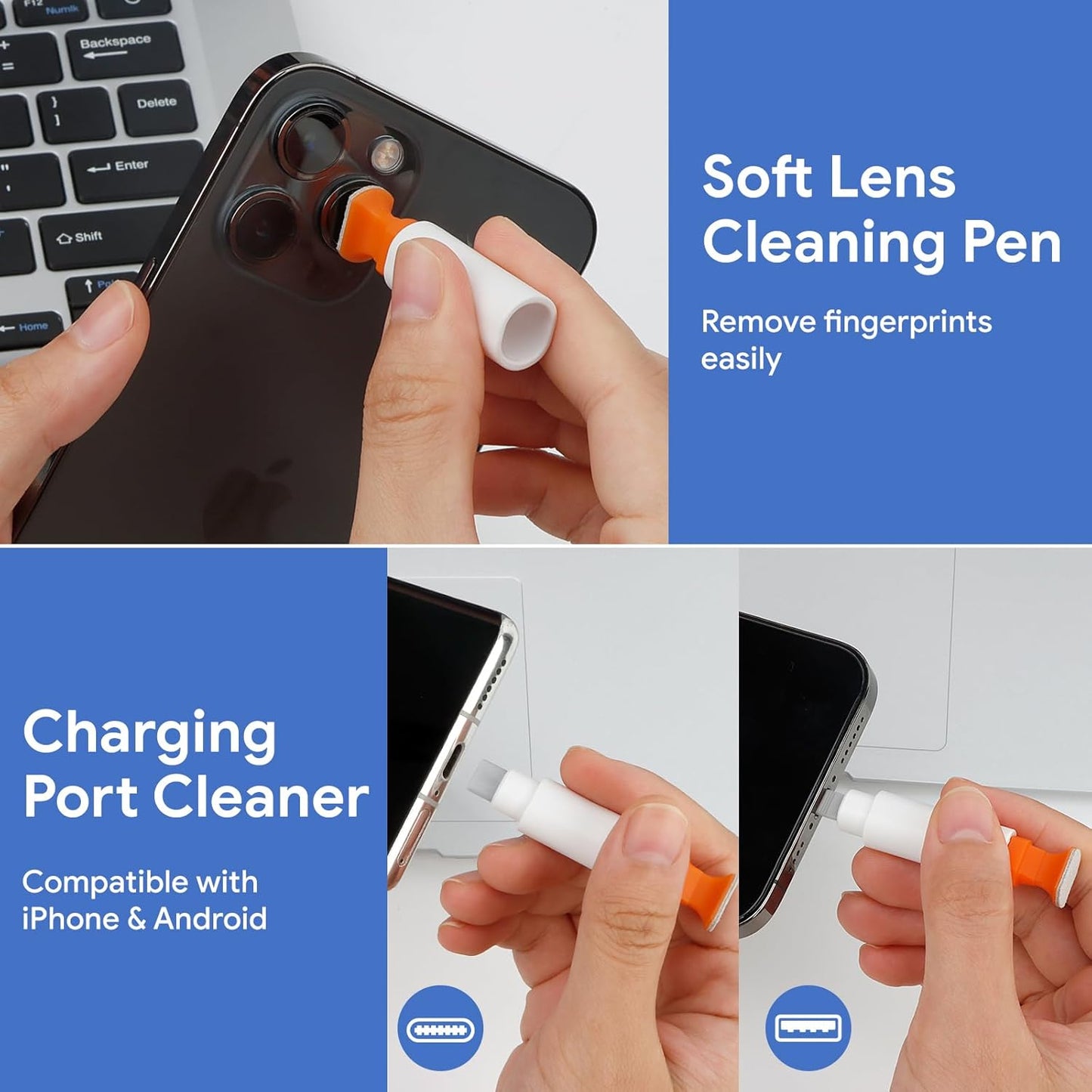 for iPhone Cleaning Kit for Charging Port Cleaner, Multi-Tool Cleaner Kit for AirPods and ipad(USB C) Speaker & Charger Port, Repair & Recovery for Lightning Cables & Connectors, Easy Storage