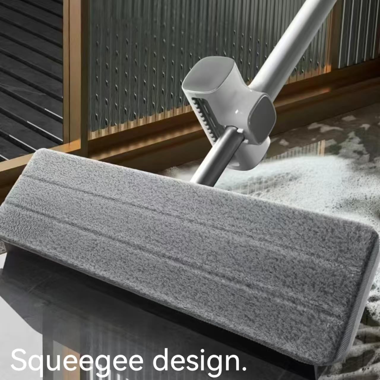 Hands Free Microfiber Mop with 4 Washable Pads, 61" Stainless Steel Handle, Efficient Flat Mop for All Hard Floors