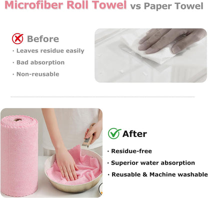 80 Pack Microfiber Cleaning Cloth Roll Reusable Paper Towels 12"x12" Tear Away Cloth, Microfiber Towels for Cars, Wash Cloths, Lint Free Dark Grey Rags for House, Kitchen,Window,Cleaning Supplies