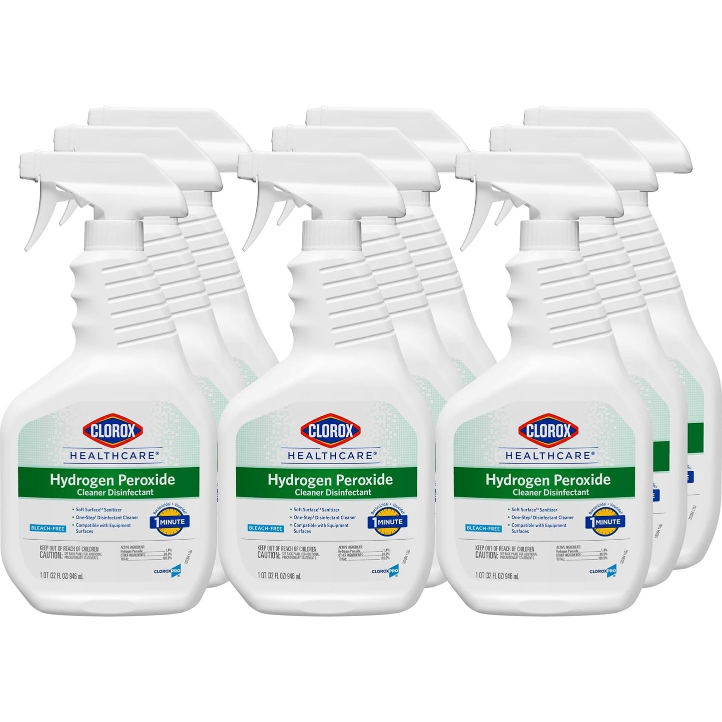 Clorox® Healthcare® Hydrogen-Peroxide Cleaner/Disinfectant, 32 Oz Bottle, Case Of 9