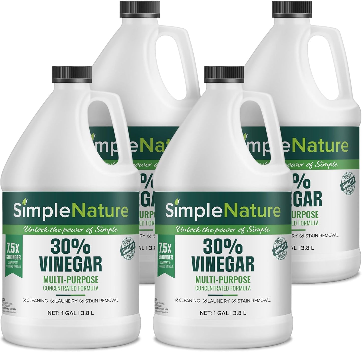 SimpleNature 45% Vinegar (1 Gallon) - Highly Concentrated Vinegar for Heavy-Duty Cleaning Power for Home & Patio, Limescale Removal & DIY Formulas - Dilutes Easily - Free of Dyes or Fragrance