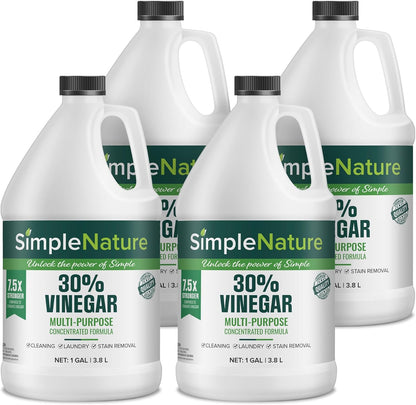 SimpleNature 45% Vinegar (1 Gallon) - Highly Concentrated Vinegar for Heavy-Duty Cleaning Power for Home & Patio, Limescale Removal & DIY Formulas - Dilutes Easily - Free of Dyes or Fragrance