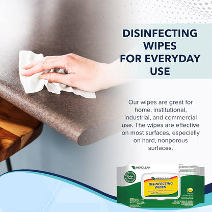 Herclean Wipes, Cleaning Wipes, Household Cleaning Wipes - Office Supplies, School Supplies, Travel Essentials, Home Essentials (80pcs/Flatpack)/12 PER CASE
