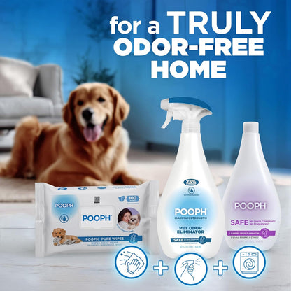 POOPH Pet Odor Eliminator Spray for Dogs & Cats — Urine, Poop & Pee Odor Remover for Carpet, Furniture, Hard Floors & Litter Box — Pet Stain & Smell Eliminator for Home, Unscented, 32 oz