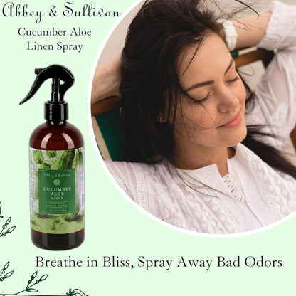 Abbey & Sullivan Linen Spray, Cucumber Aloe, Fabric Freshener and Fragrance Room Spray, Pack of 2, 16 oz