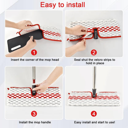 Microfiber Dust Mop Set for Floor Cleaning, Flat Mop for Wet & Dry to Clean Washable Flip Mops Pad for Ocedar Hardwood Floor 'N More 3-Action Mop, Adjustable 58" Mops Handle & 2 Reusable Refill & Base