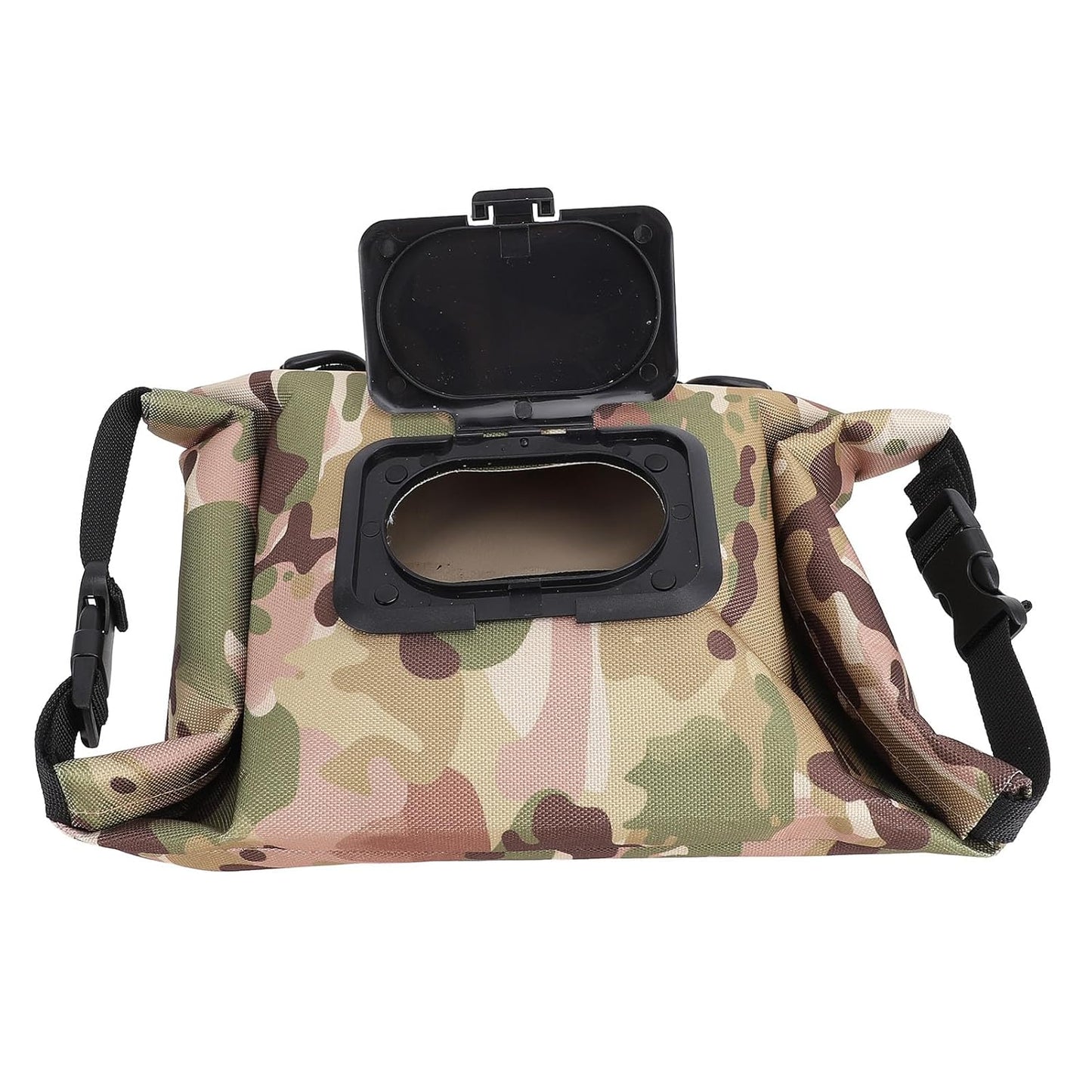 Large Capacity Canvas Portable Camping Wet Wipe Dispenser for Office Car Home Travel Hangable Wipe Holder (Camouflage Green)