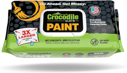 Crocodile Cloth Paint Cleaning Wipes, 600 Count (6 Packs of 100) – Extra-Large 15” x 10” Heavy-Duty Wipes for Paint Prep & Cleanup, Adhesive & Caulk Removal – Painters, Contractors & DIY