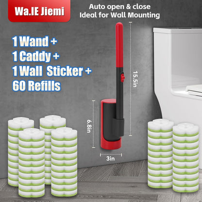 Disposable Toilet Brush Kit with 30 Refills, No-Touch Toilet Wand Cleaning System, Wall Mounted Toilet Bowl Cleaner for Bathroom, Sink, Bathtub – Hygienic Deep Cleaning