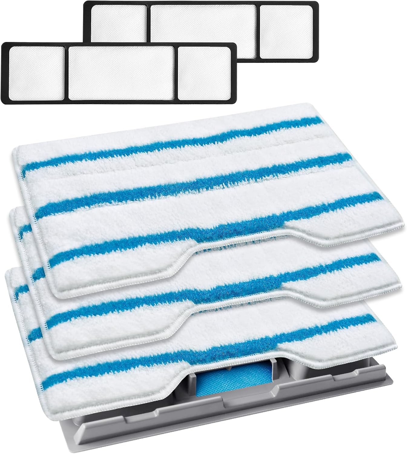 KEEPOW Reusable Mop Replacement Pads Compatible with Shark Vac Mop VM252 VM200 VC205 VM250 VM180 VM401 QM250 VM190, Washable Vacuum Mop Pad Refills, Upgraded Design of Dirt Chamber (1+3+6 Pads)