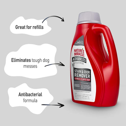 Nature’s Miracle Advanced Platinum Stain and Odor Remover and Virus Disinfectant, 32 Ounces, Disinfects and Cleans