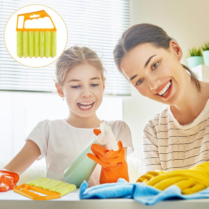 Geiserailie 1 Pcs Window Venetian Blind Cleaner Duster Tool Washable 7 Fingers Dusting Cleaner and Air Vent Shutter Brush Blinds Air Conditioner Fan Duster Dirt Housekeeping Tool (Orange)