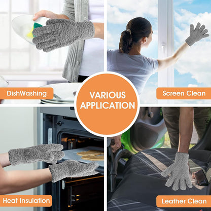 Molain Microfiber Dusting Gloves, Reusable Washable Cleaning Gloves Mittens for Plants House Cleaning Car Blinds Lamps…