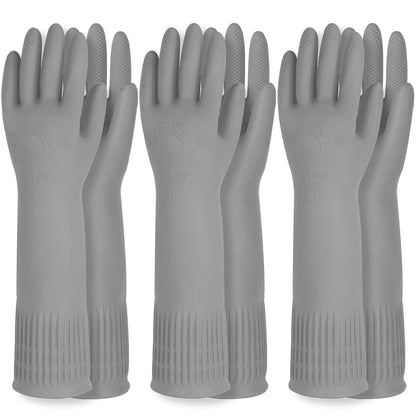DABOGOSA Mamison 2 Pairs Reusable Waterproof Household Dishwashing Cleaning Rubber Gloves, Non-Slip Kitchen Glove (Pink, Medium (Pack of 2))