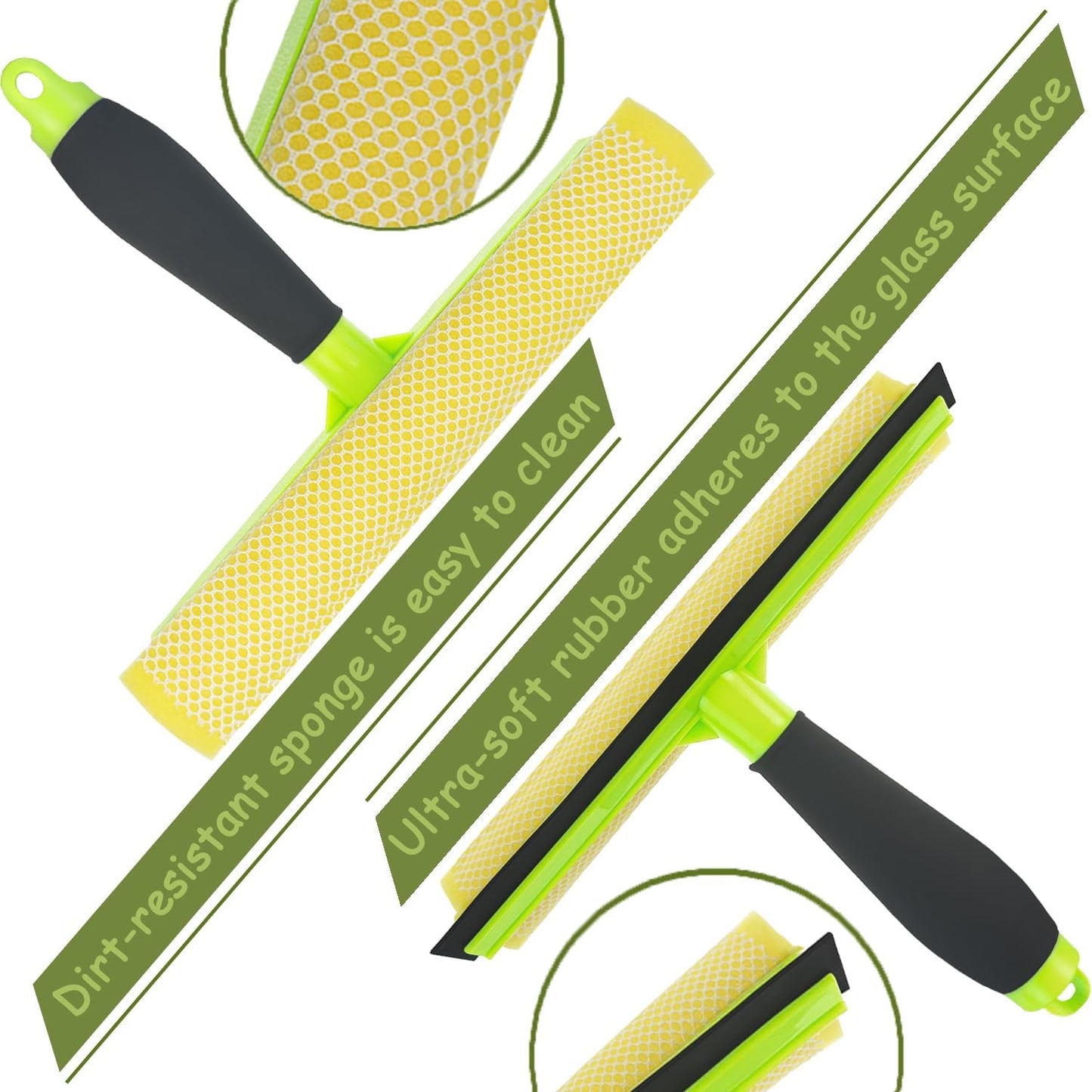 Window Squeegee for Window Cleaning, Squeegee Window Cleaner Tool 2 in 1 Car Window Cleaning Tool with Extension Pole 58‘’ Telescopic Window Washing Equipment, Shower Squeegee for Shower Glass Door