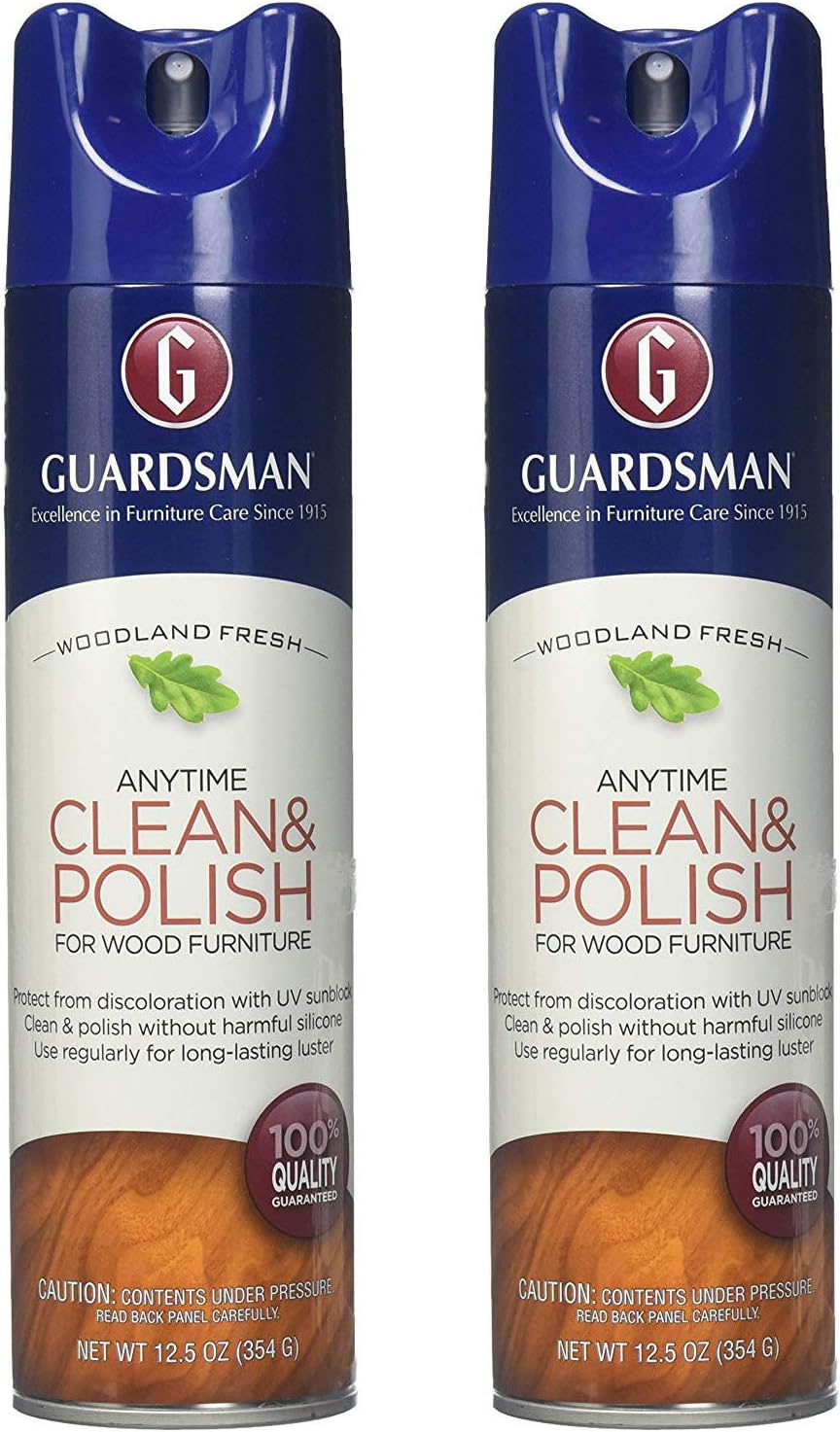 Guardsman Clean & Polish For Wood Furniture - Woodland Fresh - 12.5 oz - Silicone Free, UV Protection - 2 Pack