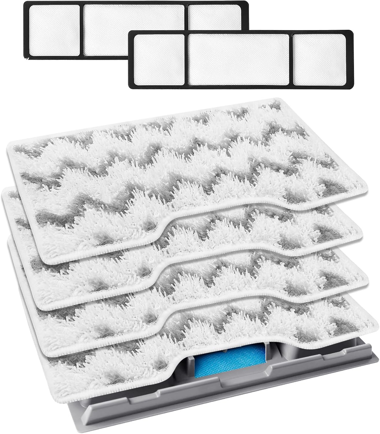 KEEPOW Reusable Mop Replacement Pads Compatible with Shark Vac Mop VM252 VM200 VC205 VM250 VM180 VM401 QM250 VM190, Washable Vacuum Mop Pad Refills, Upgraded Design of Dirt Chamber (1+3+6 Pads)