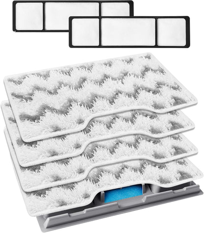 KEEPOW Reusable Mop Replacement Pads Compatible with Shark Vac Mop VM252 VM200 VC205 VM250 VM180 VM401 QM250 VM190, Washable Vacuum Mop Pad Refills, Upgraded Design of Dirt Chamber (1+3+6 Pads)