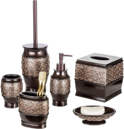 Creative Scents Rustic Luxe Toilet Brush and Holder Set - Beige Toilet Bowl Cleaner Brush with Strong Metal Handle - Long Bristles Toilet Bowl Brush and Holder - Rustic Farmhouse Decor