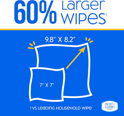 Nice 'N Clean Disinfecting Surface Wipes 304ct | Cleans & Disinfects Home & Kitchen Surfaces | Fresh & Lemon Scent