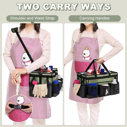 Extra-Large Wearable Cleaning Caddy With Detachable Divider,Cleaning Caddy For Cleaning Supplies Large Cleaning Supply Caddy With Adjustable Shoulder Strap & Waist Belt For Cleaners