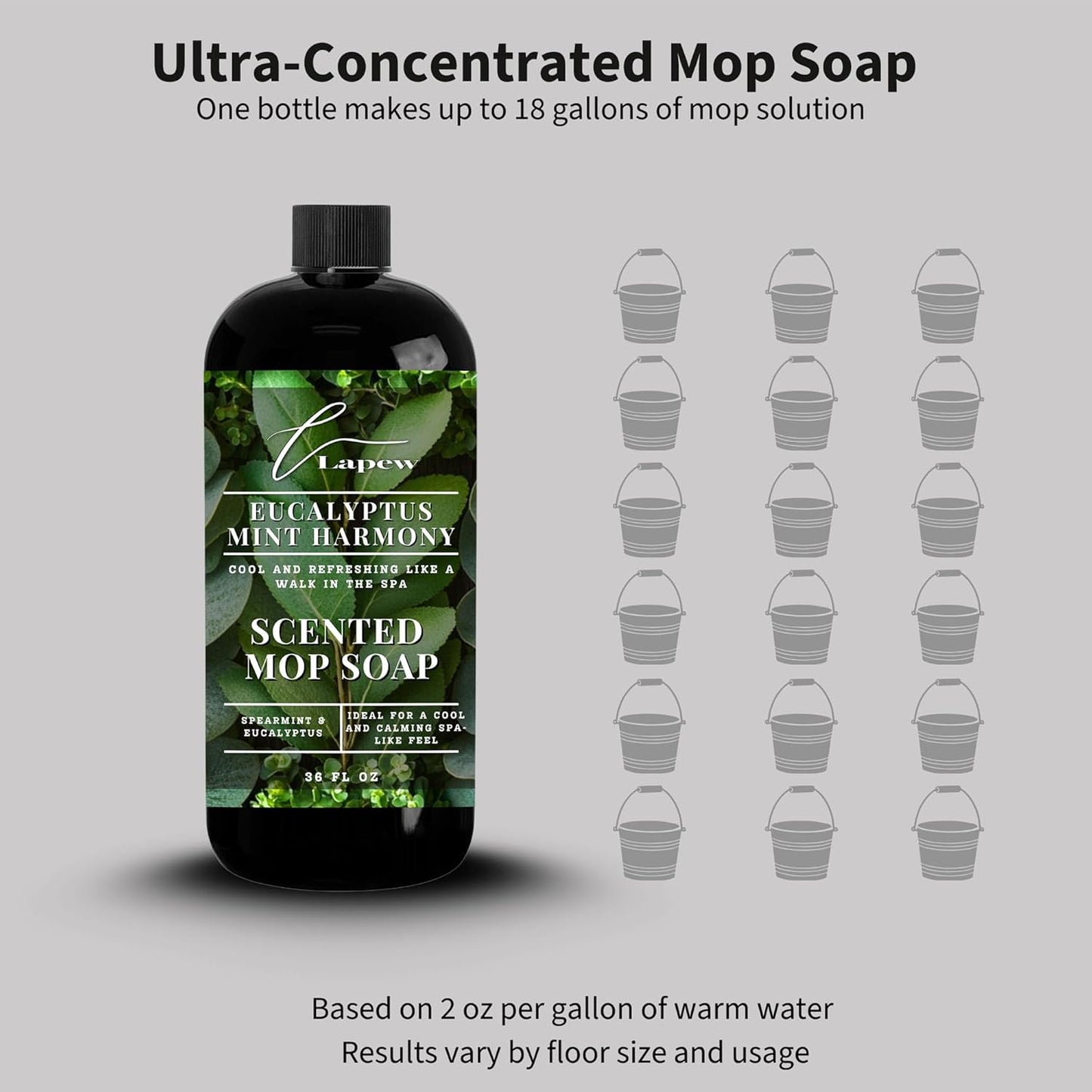 Lapew Santal Scented Mop Soap - Luxury Floor Cleaner Concentrate for Mopping Tile, Laminate, Vinyl & Hardwood | Streak-Free, Low-Foam | 36 oz - Colors C