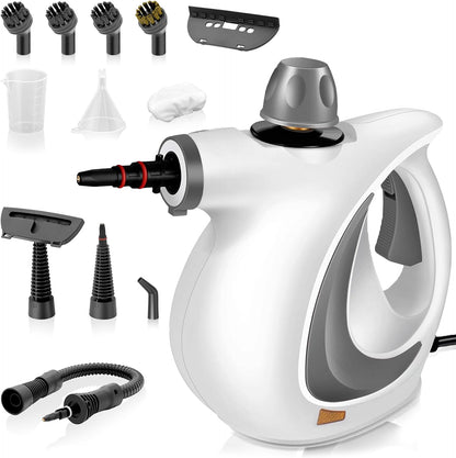Pressurized Handheld Steam Cleaner for home with 12pcs Accessories & Safety Lock – Multi-Surface Natural Deep Steamer for Cleaning Car, Furniture, Floor, Upholstery, Tile, Grout, Windows(dark gray)